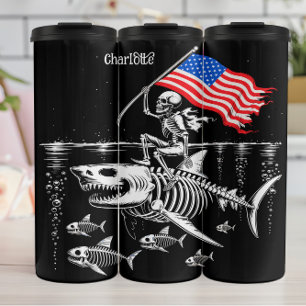 Garrafa Térmica Tubarão-esqueleto: Caminho Patriótico do Oceano