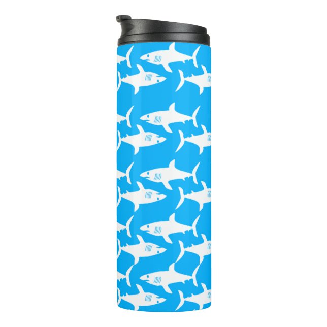Garrafa Térmica Tubarões na turquesa (Rotação à direita)