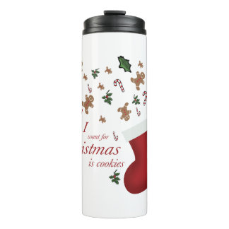 Garrafa Térmica tudo o que eu quero para o natal é biscoito
