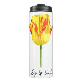Garrafa Térmica Tulipa personalizada amarela e vermelha