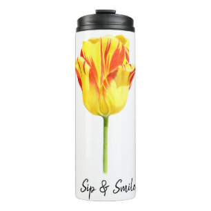 Garrafa Térmica Tulipa personalizada amarela e vermelha