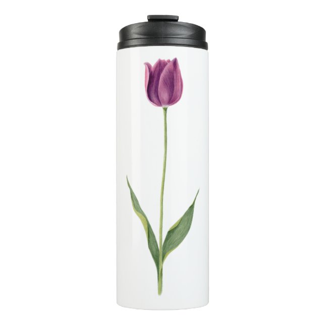 Garrafa Térmica Tulipa Roxa Elegante Personalizada (Frente)