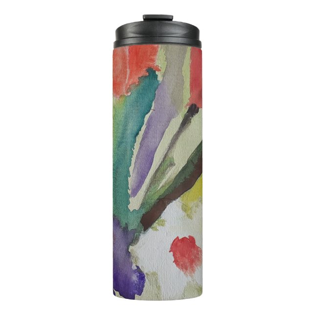 Garrafa Térmica Tulipas de abstrato e Flores de Mola (Frente)