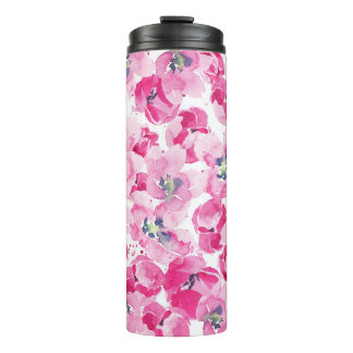 Garrafa Térmica tulipas de aquarelas: design de cartão desenhado à