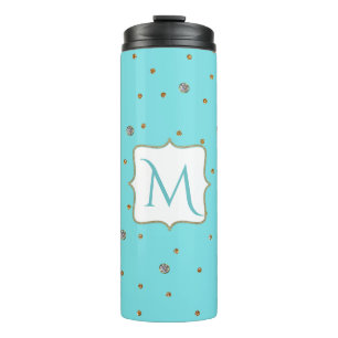 Garrafa Térmica Tumbler azul e Dourado Glam do Thermal do