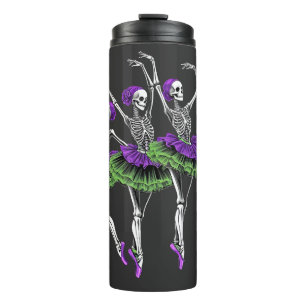 Garrafa Térmica Tumbler Bailarina Esqueleto Verde Roxo 