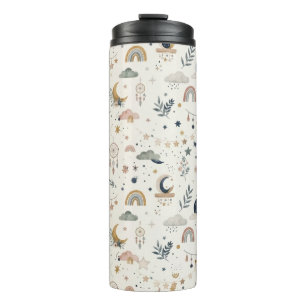 Garrafa Térmica Tumbler Boho Celestial   Lua e Estrelas Neutras