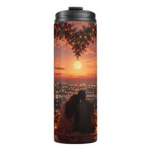 Garrafa Térmica Tumbler Casal Pôr do Sol Romântico – Luar de Amor