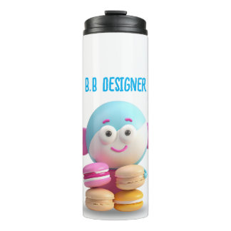 Garrafa Térmica Tumbler Colorido e Fofo de Macaron, Personalizável
