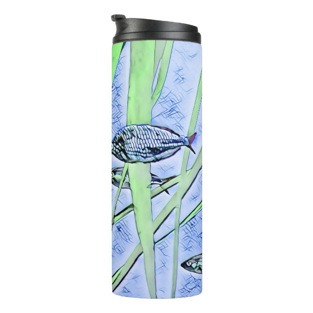 Garrafa Térmica Tumbler com Design de peixe nadador (Rotação à direita)