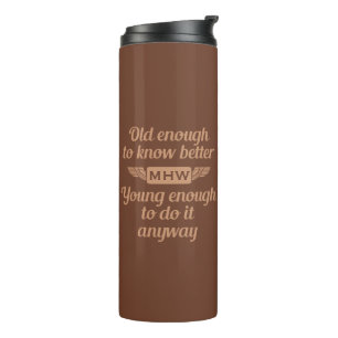 Garrafa Térmica Tumbler com monograma personalizado "Velho & Jovem