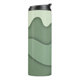 Garrafa Térmica Tumbler com Padrão de Onda Abstrata em Verde Salvi