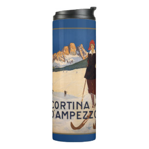 Garrafa Térmica Tumbler das viagens vintage do esqui de Italia