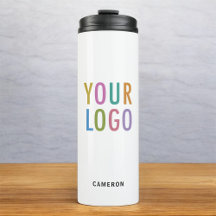 Tumbler de Aço Inox Branca com Logotipo Empresaria