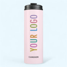 Tumbler de Aço Inox Rosa com Logotipo 355 ml