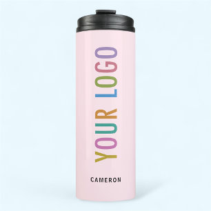 Garrafa Térmica Tumbler de Aço Inox Rosa com Logotipo 355 ml