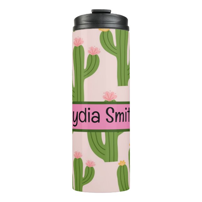 Garrafa Térmica Tumbler de bebida de cacto fofo personalizado (Frente)