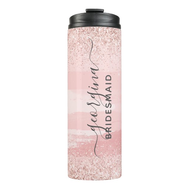 Garrafa Térmica Tumbler de Bridesmaid Rosa Personalizado (Frente)