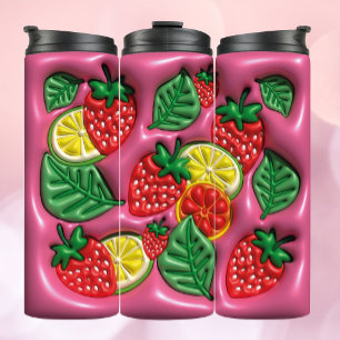 Garrafa Térmica Tumbler de Efeito Inflado 3D nas frutas de Verão