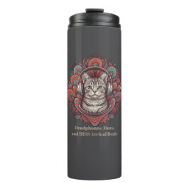 Garrafa Térmica Tumbler de Gatinho Groovy - Comprimido prateado