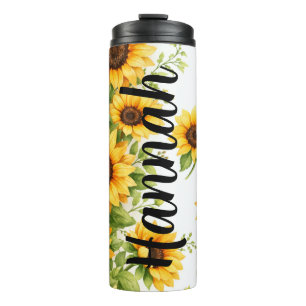 Garrafa Térmica Tumbler de Girassol Personalizado, Presentes de Gi