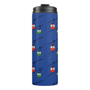 Garrafa Térmica Tumbler de gondolas vermelho e verde.