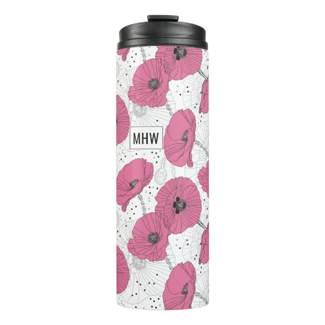 Garrafa Térmica Tumbler de monograma personalizado das Flores de P (Frente)