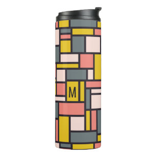 Garrafa Térmica Tumbler de monograma personalizado de padrão geomé