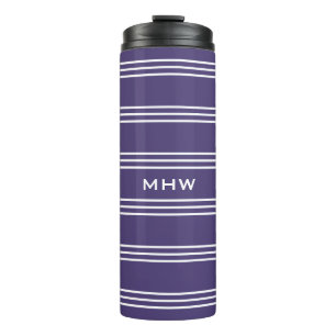 Garrafa Térmica Tumbler de monograma personalizado de Stripe Viole