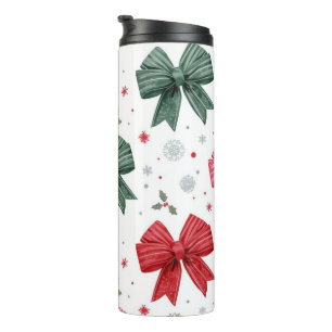 Garrafa Térmica Tumbler de Natal com Laço Elegante para Ela