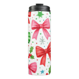 Garrafa Térmica Tumbler de Natal com Laço Vermelho e Verde – Prese