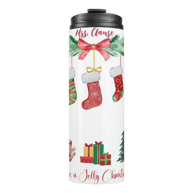Garrafa Térmica Tumbler de Natal Personalizado - Meias Festivas (Frente)