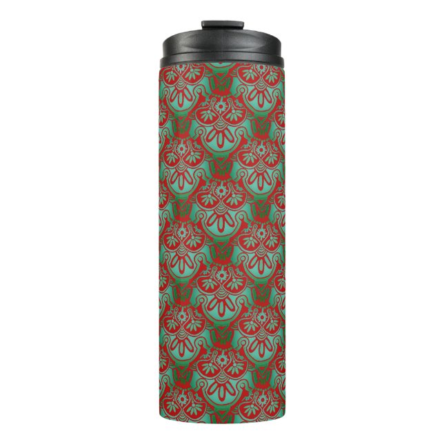 Garrafa Térmica Tumbler de Natal vermelho e Impressão verde (Frente)