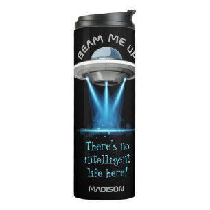 Garrafa Térmica Tumbler de nave espacial UFO de nome e texto perso