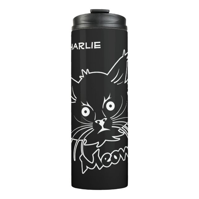 Garrafa Térmica Tumbler de nome personalizado de Cat Preto