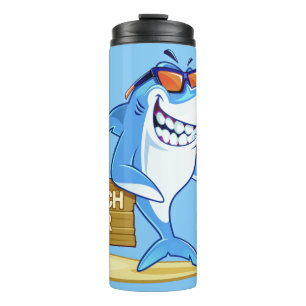 Garrafa Térmica Tumbler de nome personalizado de Shark engraçado