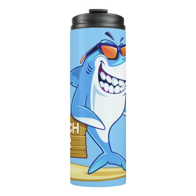Garrafa Térmica Tumbler de nome personalizado de Shark engraçado (Frente)