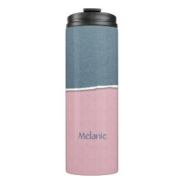 Garrafa Térmica Tumbler de nome personalizado de Textura Azul e Ro