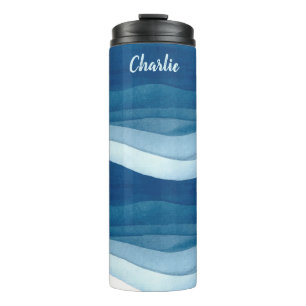 Garrafa Térmica Tumbler de nome personalizado do Abstrato Waves