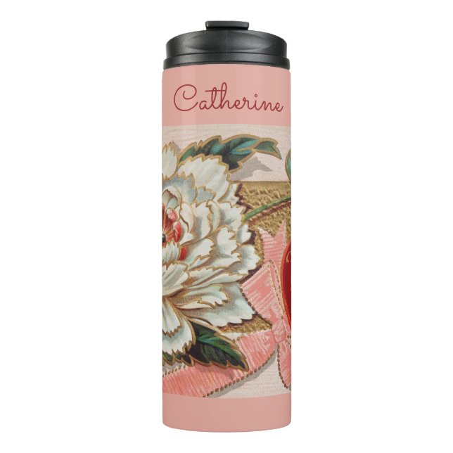 Garrafa Térmica Tumbler de nome personalizado do Namorados Vintage (Frente)