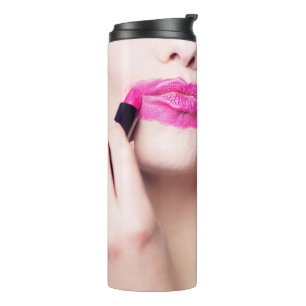 Garrafa Térmica Tumbler de nome personalizado Lipstick não aplicad