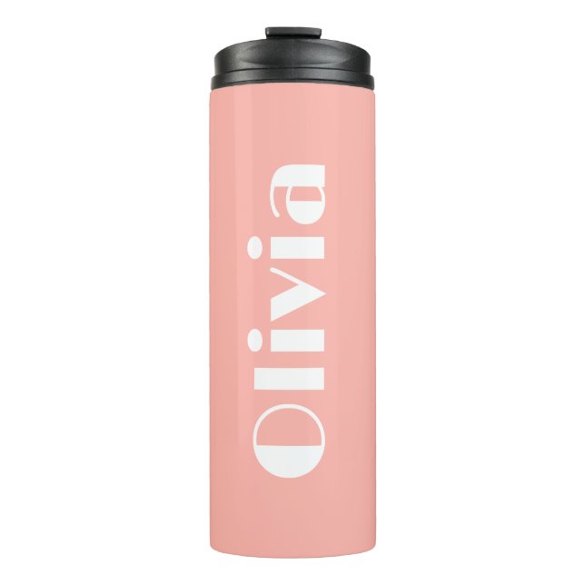 Garrafa Térmica Tumbler de Nome Personalizado Texto Retro Minimali (Frente)