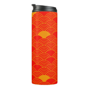 Garrafa Térmica Tumbler de Padrão de Arte Japonesa