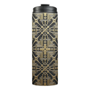 Garrafa Térmica Tumbler de Padrão Metálico do Ouro Faux