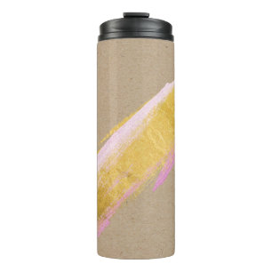 Garrafa Térmica Tumbler de Pincel Rosa Dourado do Kraft Personaliz