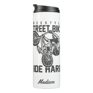 Garrafa Térmica Tumbler de Street Bike de nome personalizado