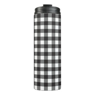 Garrafa Térmica Tumbler de Xadrez de Buffalo preto e Branco