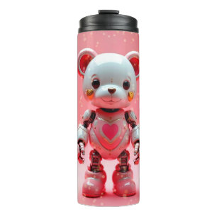 Garrafa Térmica Tumbler do Dia dos Namorados Urso Teddy Robô Rosa
