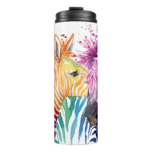 Garrafa Térmica Tumbler do Thermal do arco-íris da zebra