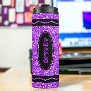 Garrafa Térmica Tumbler do violet rople Custom Name Glitter Crayon